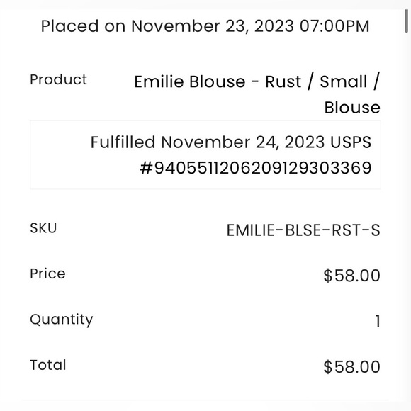 Carly Jean Los Angeles Emilie Blouse, Rust, Size S - Picture 7 of 7